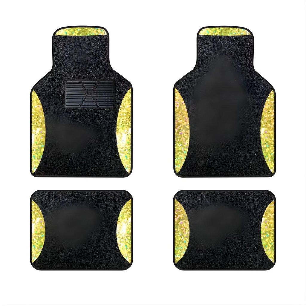 4-teilige Auto Fußmatten Universal Set Schwarz Gold – Auto Innenraum Schutz Antirutsch Premium Design