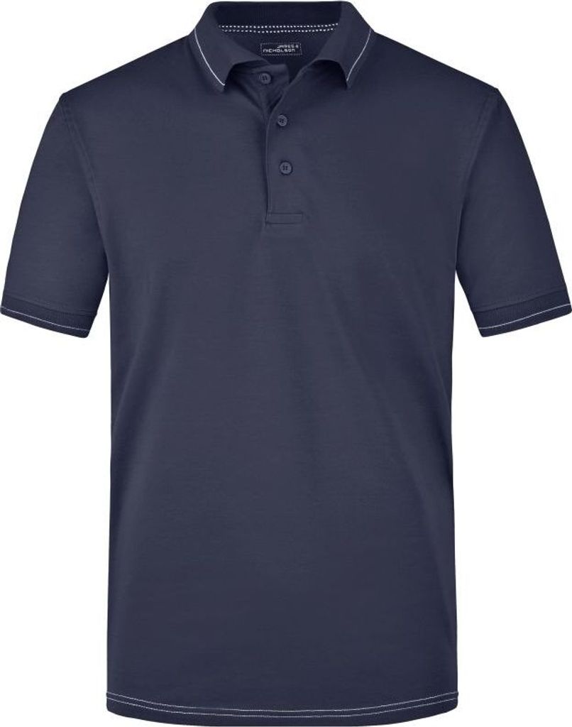 Hochwertiges Poloshirt mit Kontraststreifen navy/white, Gr. L