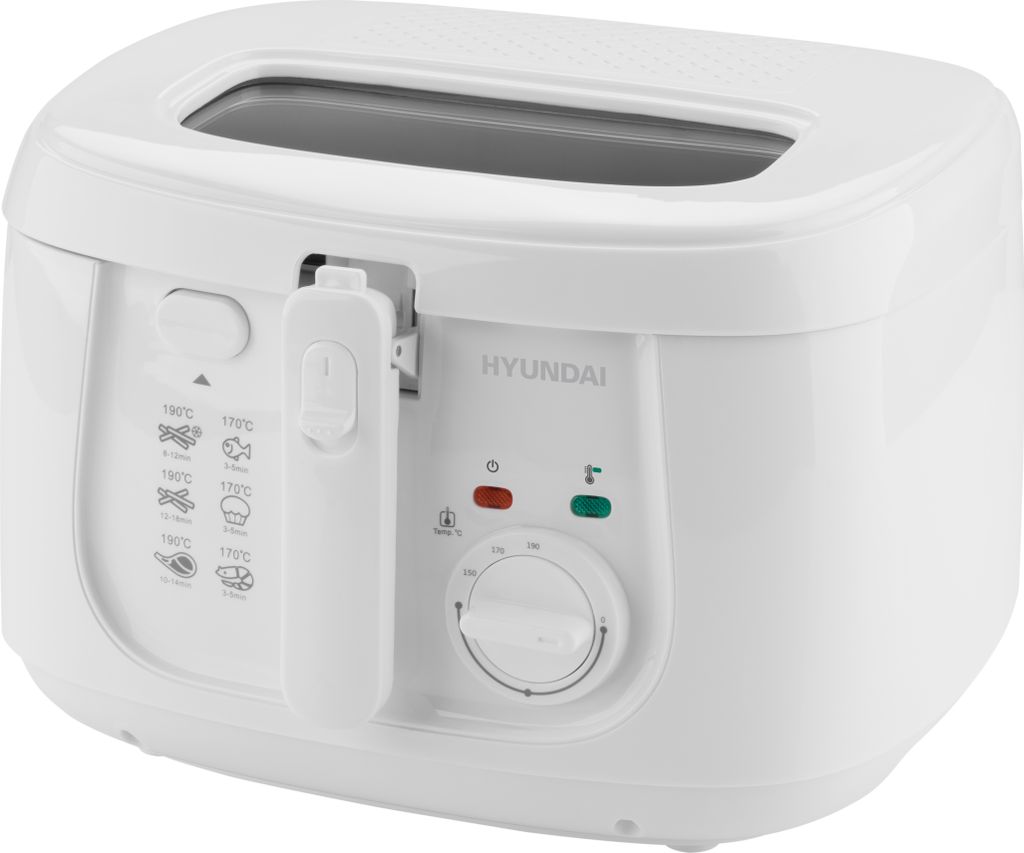 Hyundai Friteuse HYUDF165 I 1800W I 2,5 L Frittierkorbvolumen I 150°C - 190°C I Glasfenster I Antihaftbeschichtet I wärmeisoliertes Gehäuse