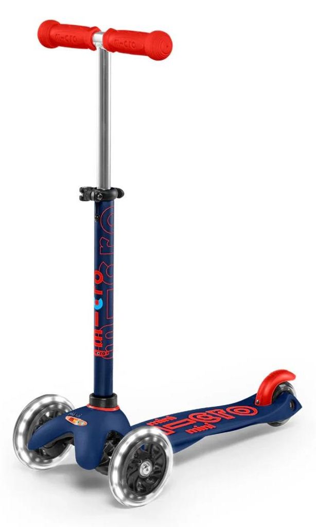 Micro Kinderroller Mini Micro Deluxe faltbar LED marineblau Produktbild 