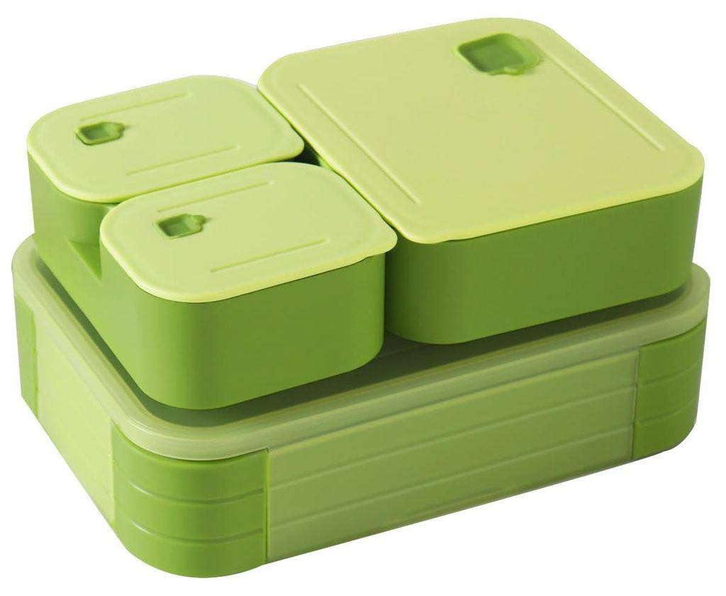 Lunchbox mit Fächern – 1100 ml Lunchbox für Kinder – Auslaufsichere Lunchbox mit Fächern – 3-in-1 Bento-Box für die Schule – Stapelbare...