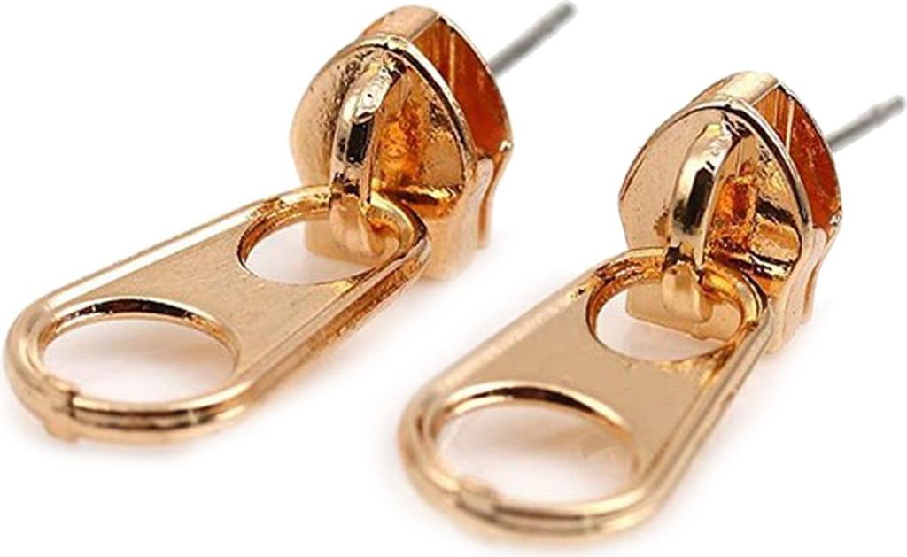 Reißverschluss Ohrstecker Miniblings Zipper Stecker Zip Ohrringe Upcycling gold