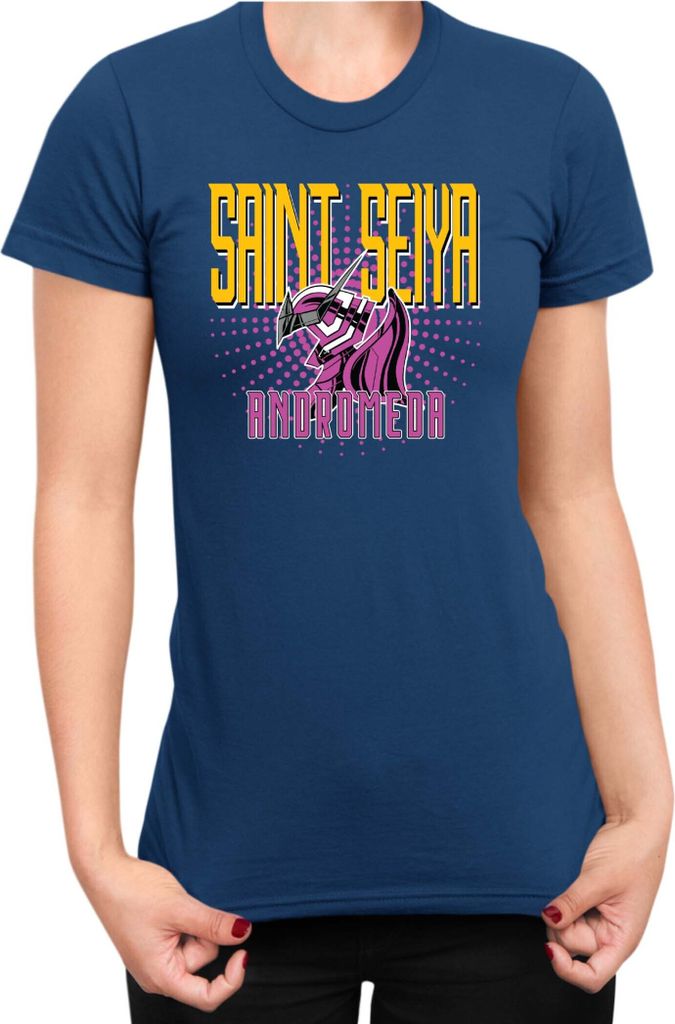 Damen T-Shirt Japan Anime Manga Saint Anime Seiya Andromeda Shun 02 Saint Andromeda Zodiac, Lady L / Dunkelblau