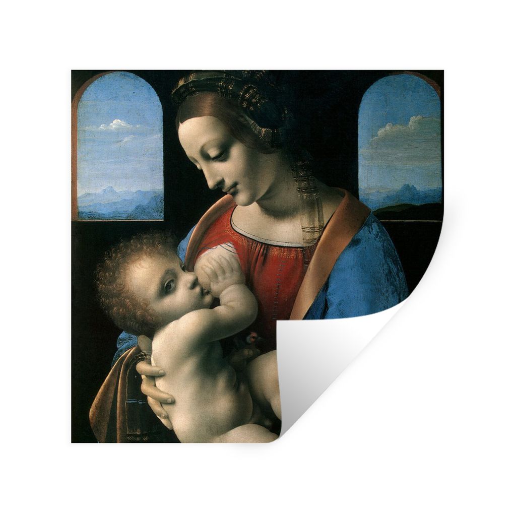 MuchoWow Wandtattoo Wandsticker Wandaufkleber Die Jungfrau Maria - Leonardo da Vinci 80x80 cm Selbstklebend und Repositionierbar - Wierderverwend...