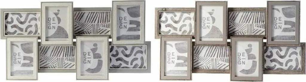 Cadre Photo en Bois MDF Gris et Marron avec Cristal - 60x32 cm (2 Unités)