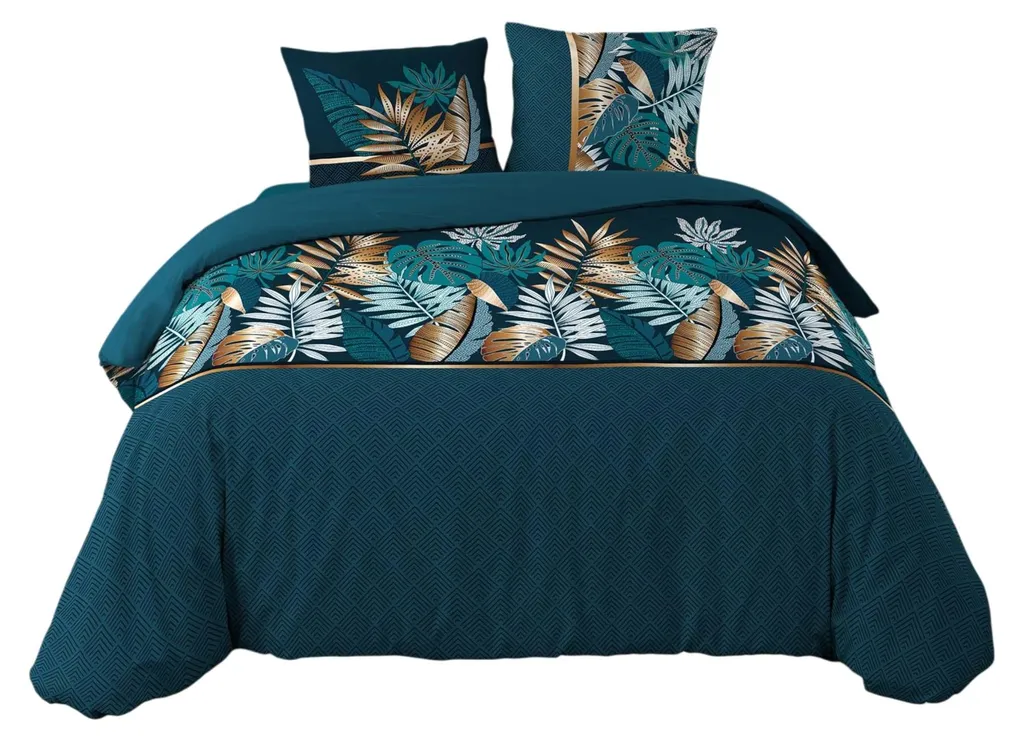 Linge de lit Alianor en pur coton doux motif feuilles - Confort Premium