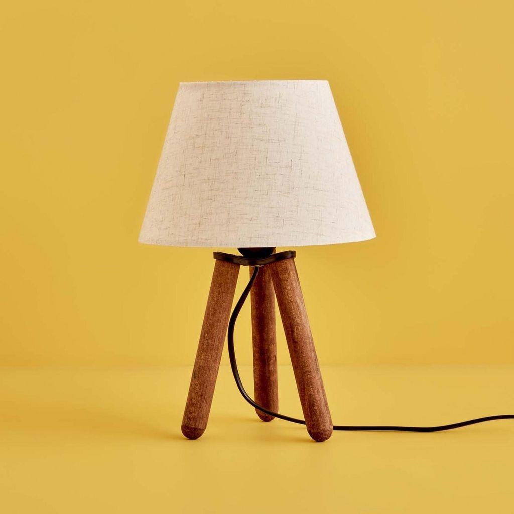 Opviq, AYD-3424, Tischlampe, 100 % Stoff, Creme, 22 x 22 x 32 cm