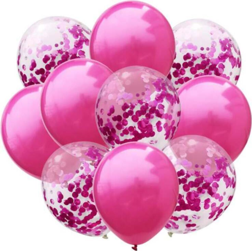 Oblique Unique Konfetti Luftballon Set 10 Stk. Hochzeit JGA Geburtstag Baby Shower Party Deko pink