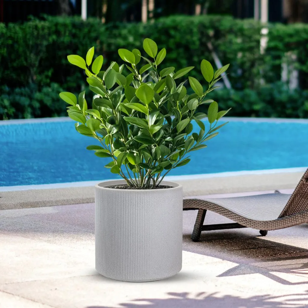 Vase résine anti-choc et anti-UV beige 36x35cm pot durable intérieur