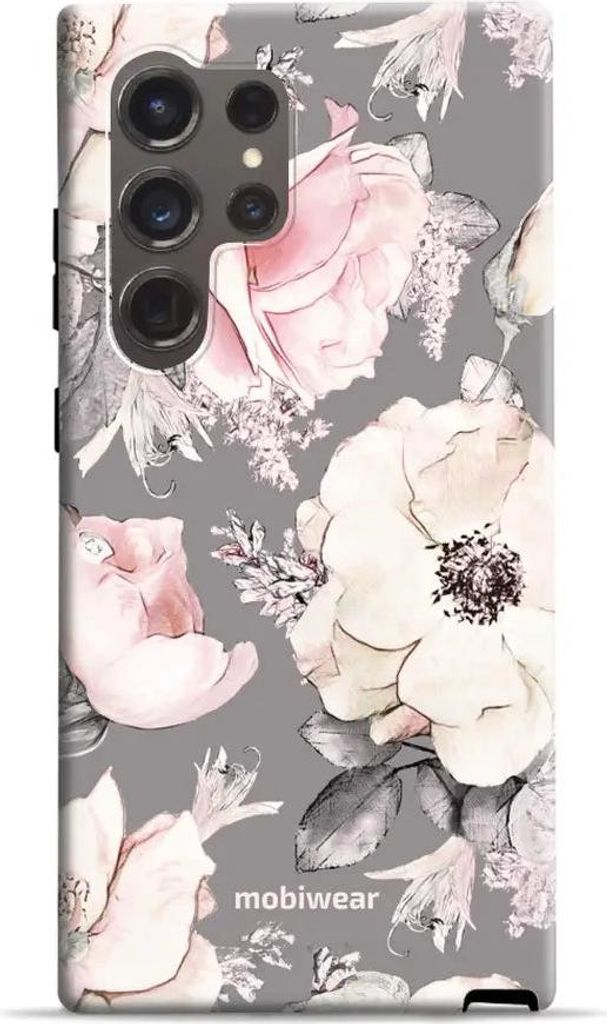 Handyhülle für Galaxy S24 Ultra, Mobiwear Elite Pro, Rosa-Blumig