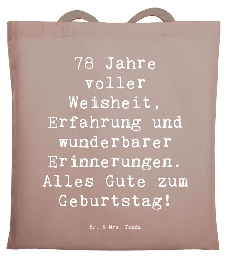 Mr. & Mrs. Panda Uni Tasche Spruch 78. Geburtstag - Braun Pastell - Geschenk, Laptoptasche, Fest der 78 Jahre, Jubiläum, Alles Gute zum, Happy Bir...