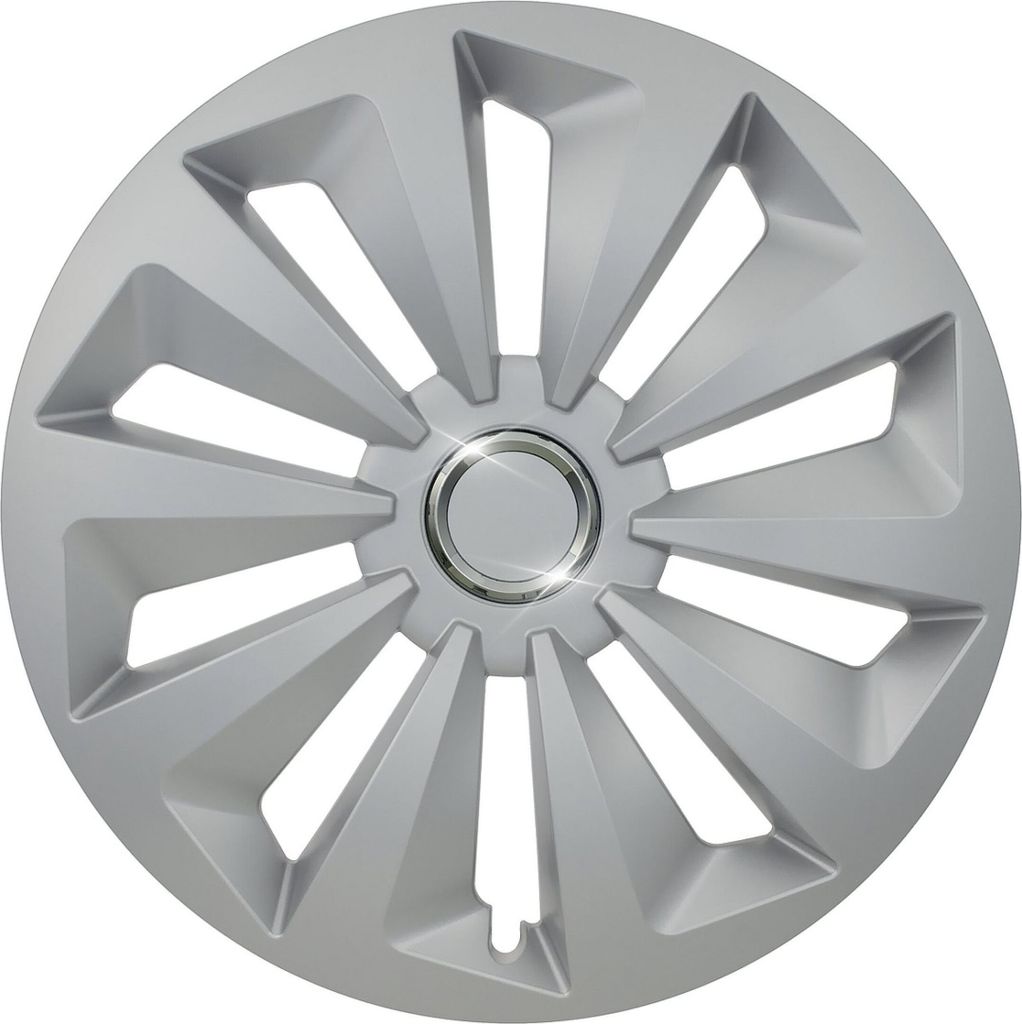 Radzierblenden 14 Zoll Ring Speichen-Design mattiert silber ABS-Kunststoff