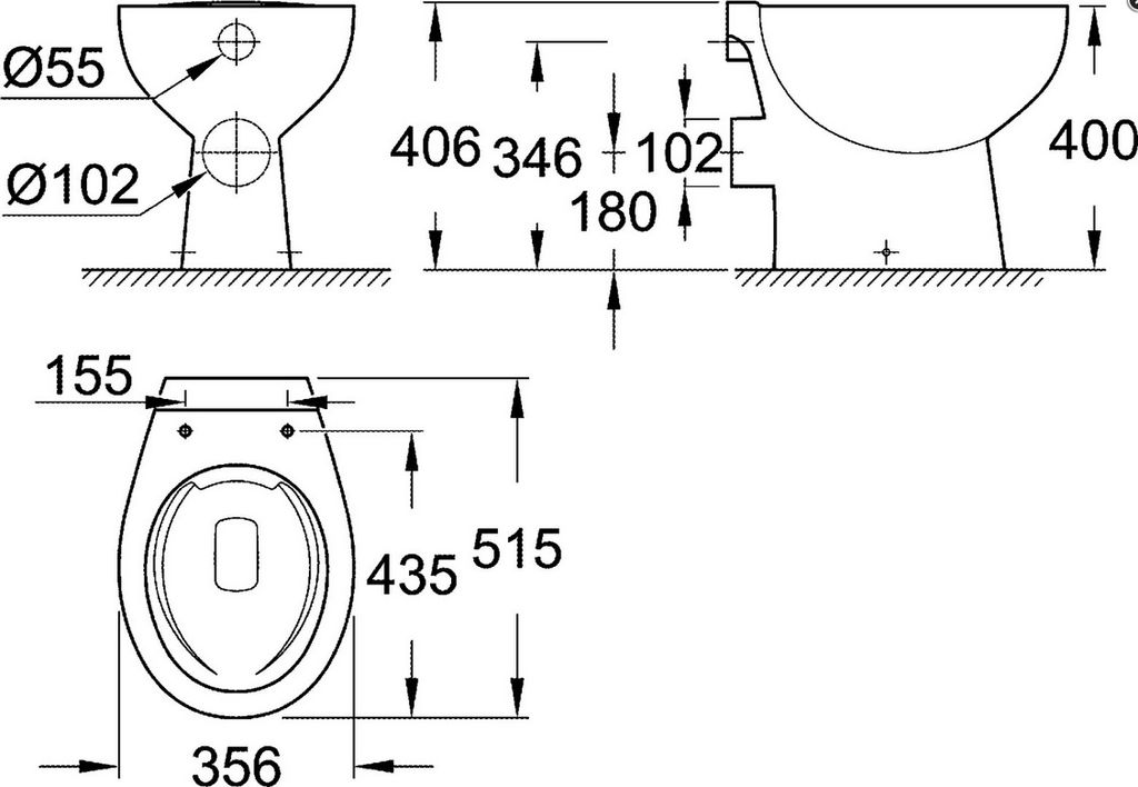Grohe Stand-Tiefspül-WC Bau Keramik Abgang universal Produktbild 2