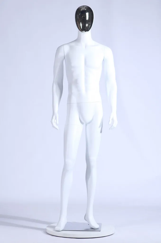 Mannequin tête homme AB-66 blanc mat avec masque galvanique design