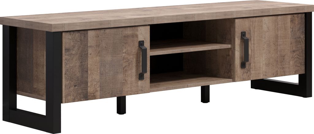 trendteam Emile Lowboard Tabak Eiche Nachbildung/Schwarz, B/H/T ca. 166/50/45 cm