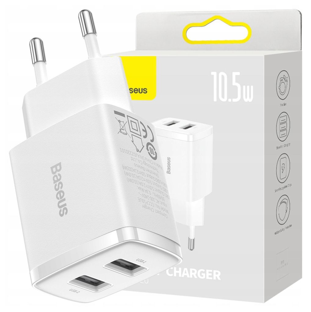 Baseus Compact, Drinnen, AC, 5 V, Weiß Produktbild 