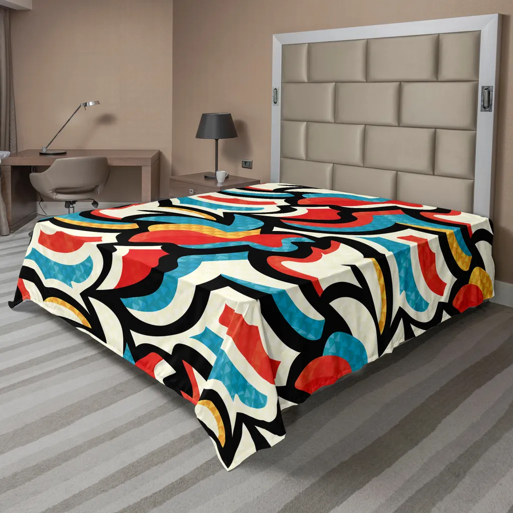 Grand Drap de Lit Décoratif Motif Graffiti Style Rétro 266x260 cm