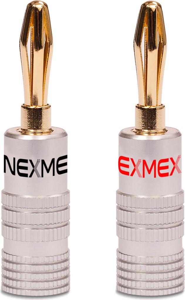 NEXMEX Bananenstecker 4mm schraubbar 24K vergoldet Lautsprecherkabel 8x Stecker