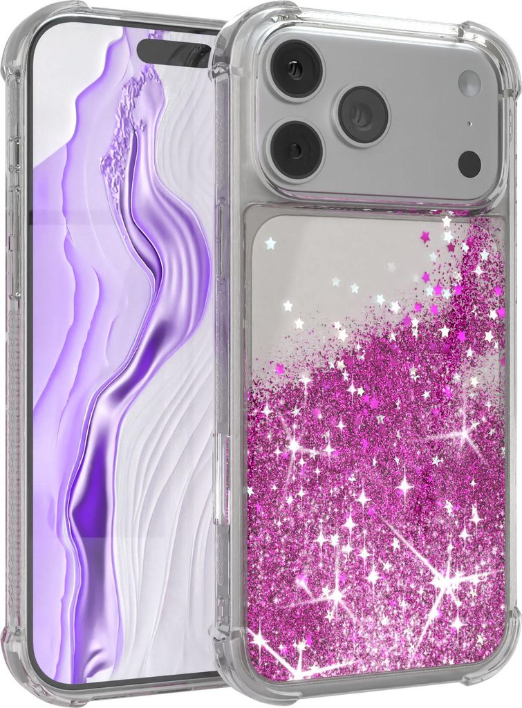 EAZY CASE - Glitzer Hülle kompatibel mit Apple iPhone 17 Pro Max Glitzer Schutzhülle, Soft Case, Backcover Transparent mit Motiv