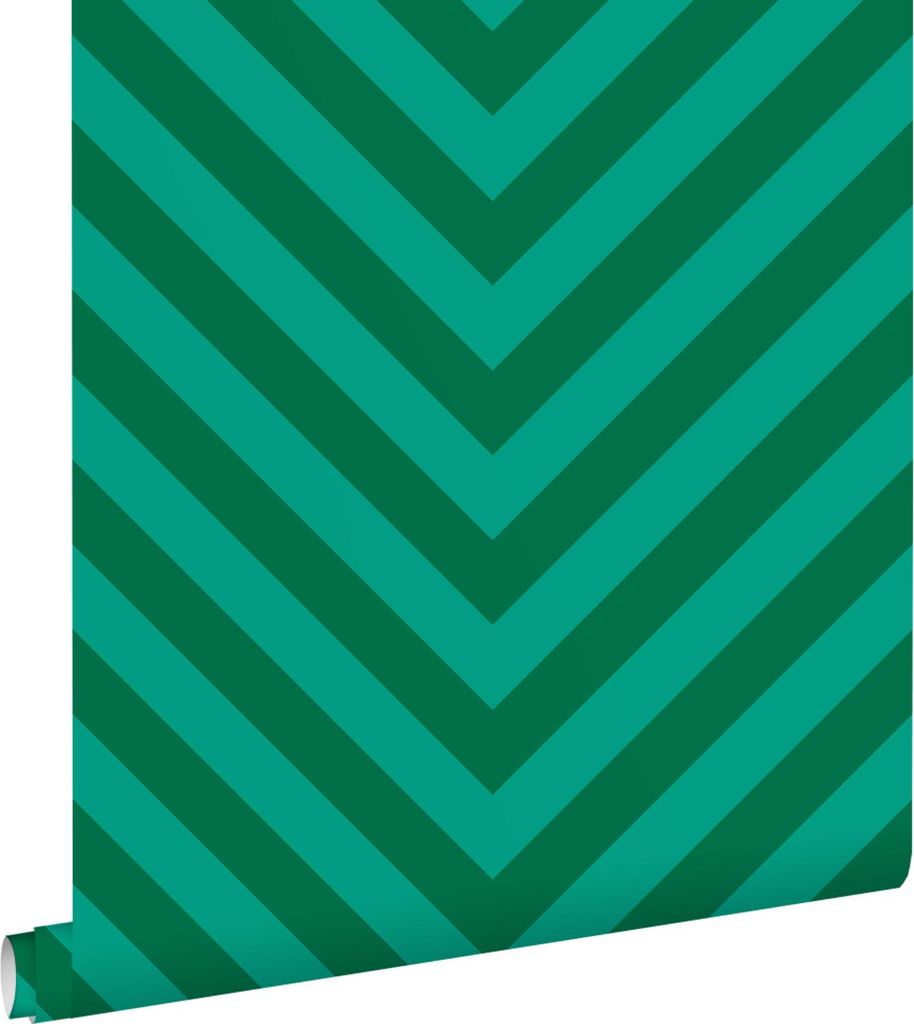 ESTAhome Tapete Zickzackmuster Grün 50 x 900 cm