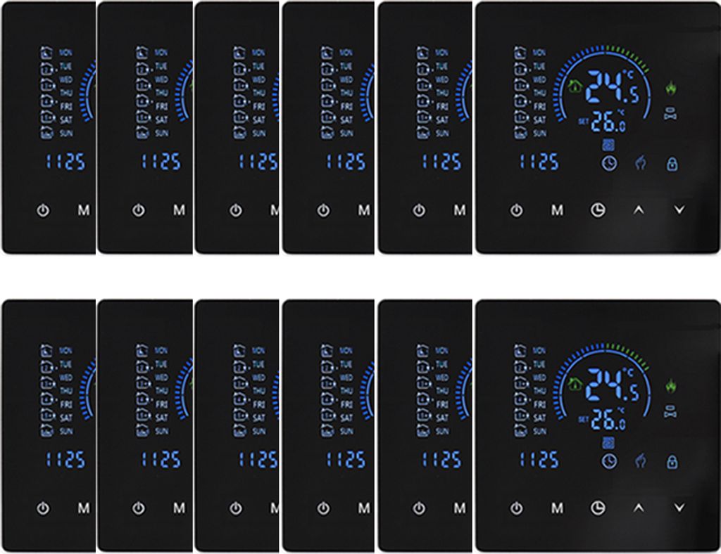 12X Smart Thermostat 3A Raumthermostat Wasserheizungsgeräte Fußbodenheizung, Touchscreen LCD-Display, programmierbare Untergrundheizung, 2 Modus