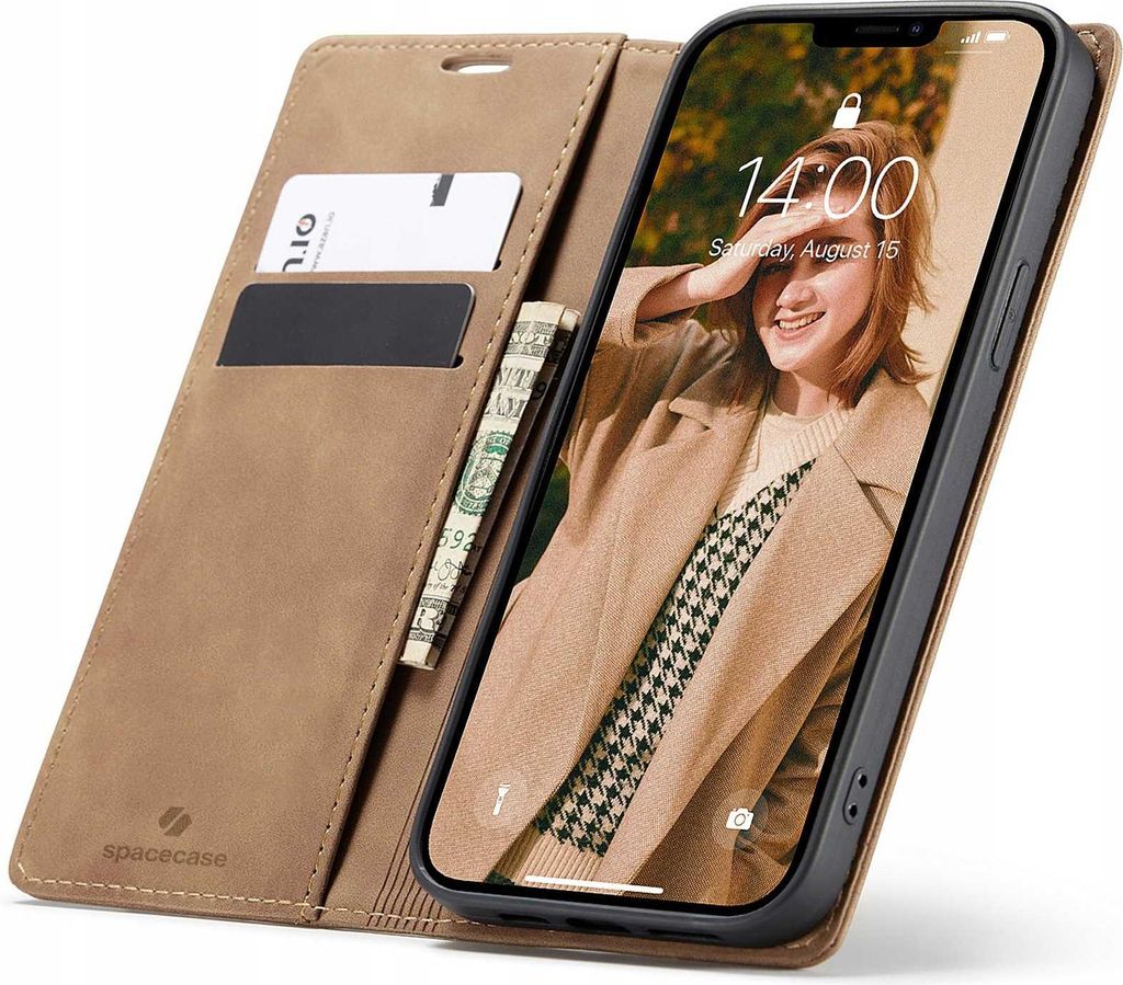 Spacecase Geldbörse iPhone 13 Pro Max hellbraun