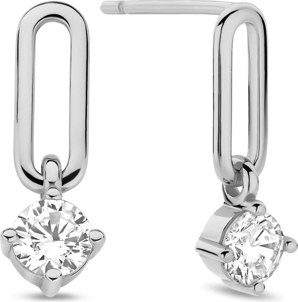 New Bling - 9NB-1613 - Silberne Ohrringe mit weißen Zirkonia-Steinen - rhodiniert - Damenohrringe - 18mm