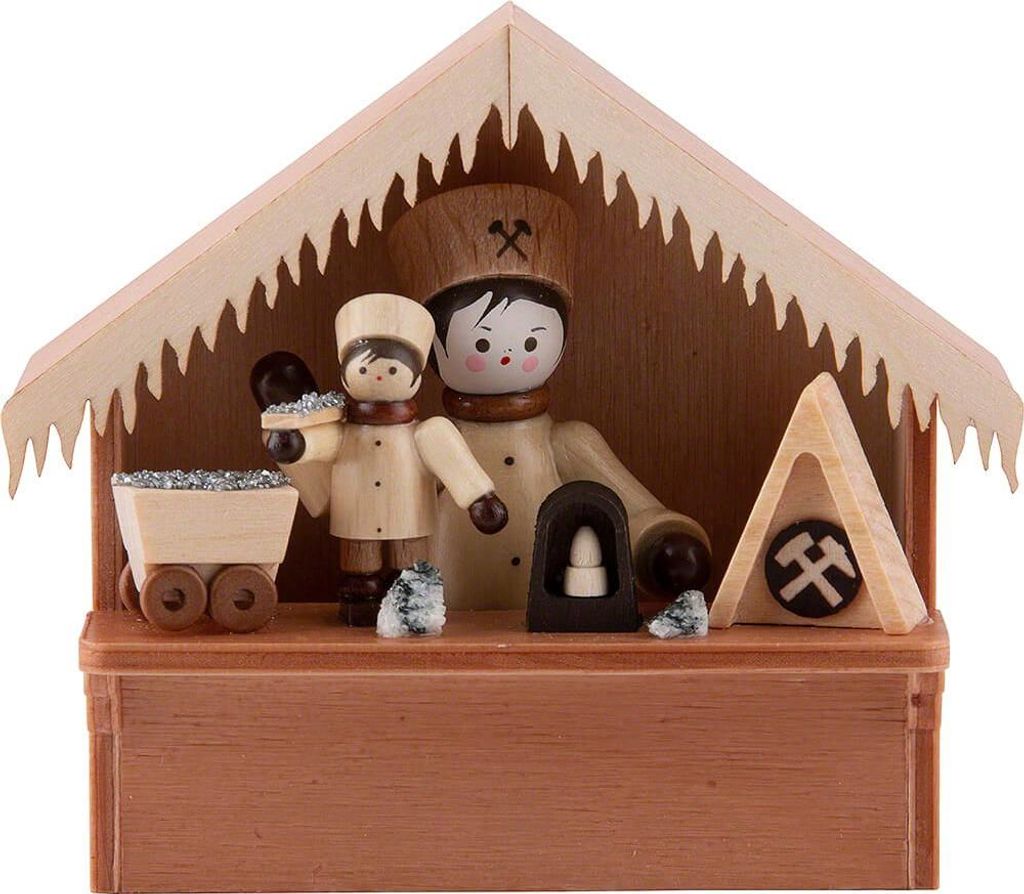 Weihnachtsmarktbude Marktstand Bergmann mit Thiel-Figur (8cm) von Romy Thiel