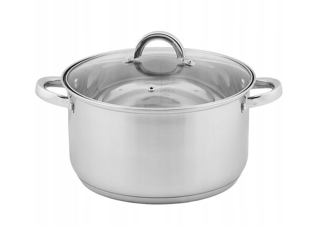 Topfann Kochtopf mit Glasdeckel 6L Edelstahl – Induktion, 26cm, Satiniert, Großer Familientopf