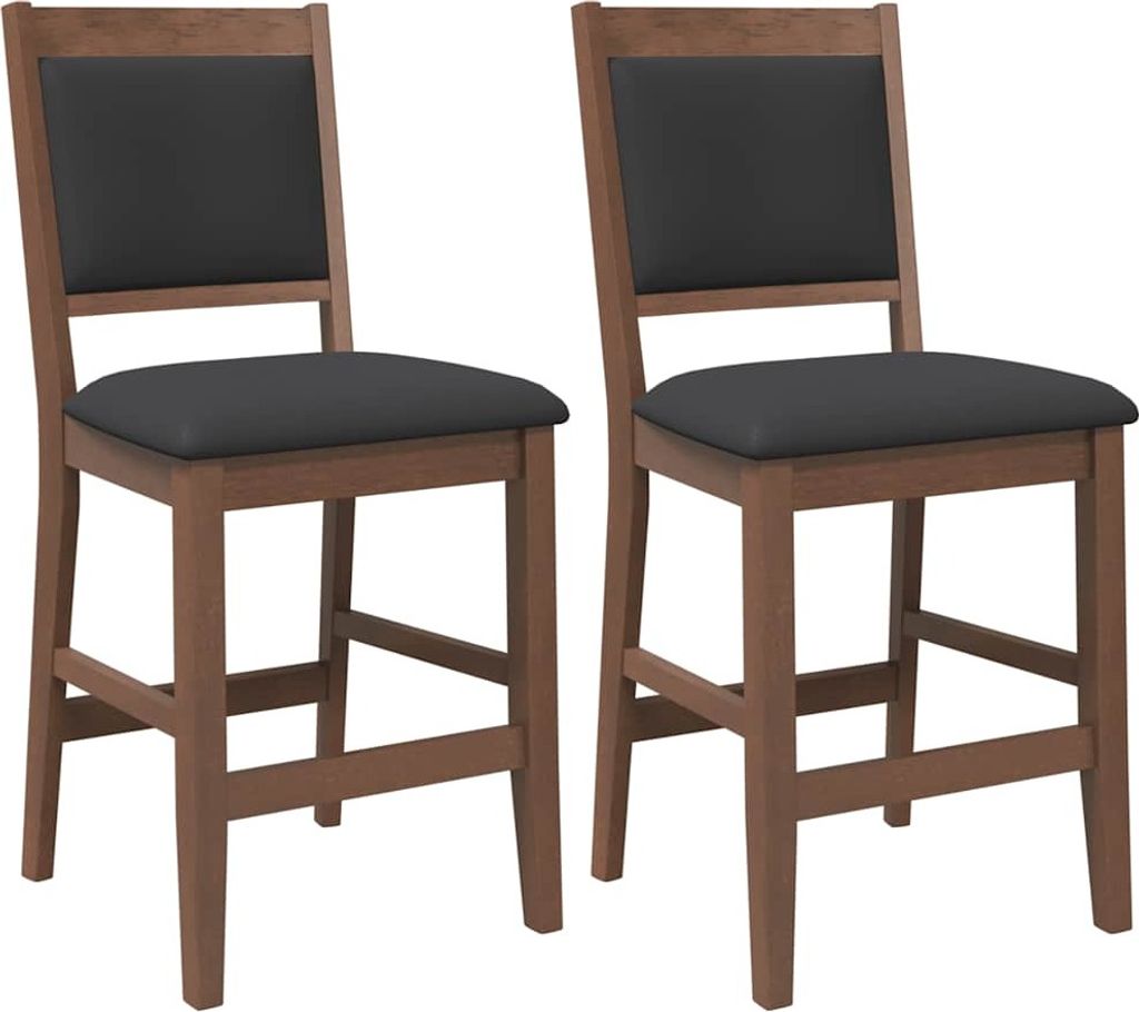 Barhocker mit Kissen 2 Stk. Braun Massivholz Gummibaum