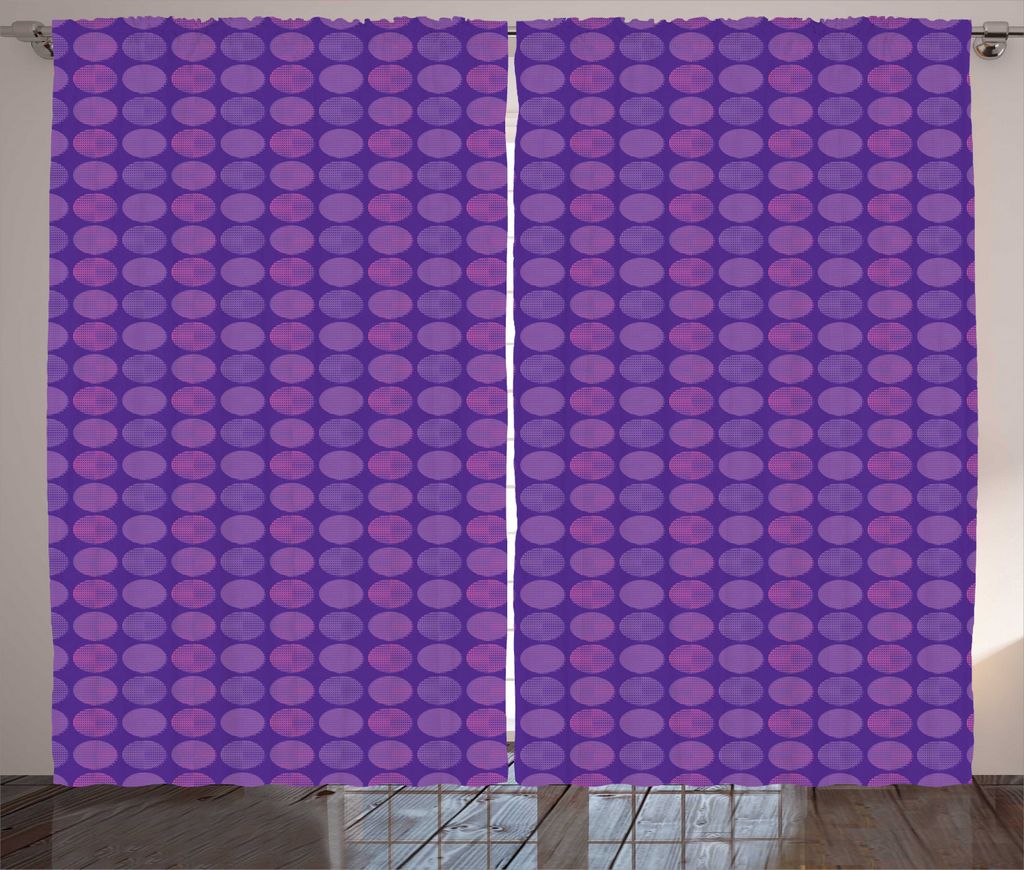 ABAKUHAUS Kreis-Muster Rustikaler Vorhang, Tupfen Moderne, Wohnzimmer Universalband Gardinen mit Schlaufen und Haken, 280 x 225 cm, Mehrfarbig