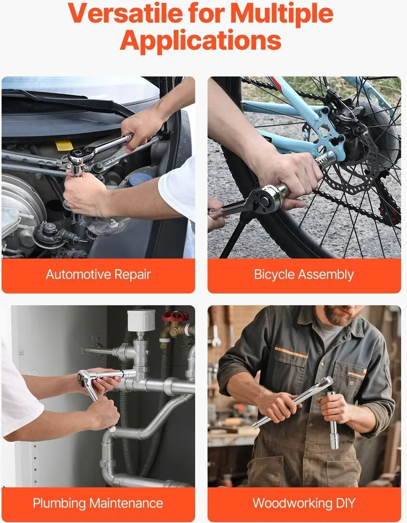 Set di chiavi a bussola, 18 pezzi, set di chiavi a bussola con attacco da 12,7 mm, misure metriche da 10 a 27 mm, kit di utensili meccanici con custodia, marcature chiare, acciaio legato CR-V cromato, per riparazioni automobilistiche - 6