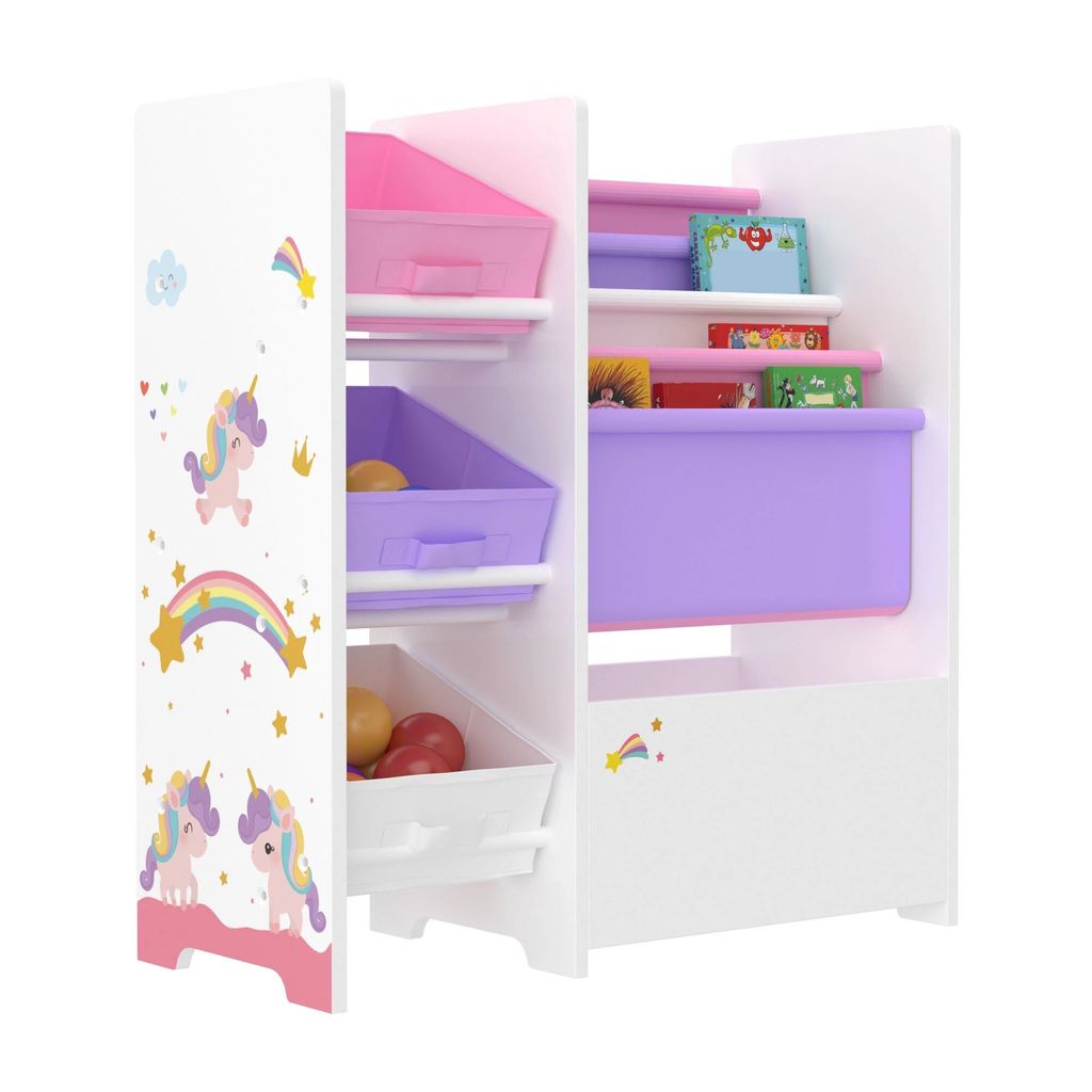 In And OutdoorMatch Kinderregal Ally – 60 x 65 x 30 cm – Einhorn-Motiv – für Kinder – für Jungen – für Mädchen