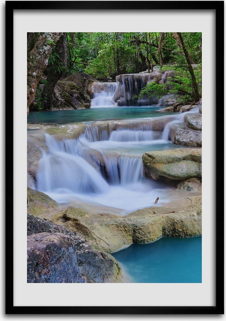 Bild - Bilderrahmen - Foto - 70 cm x 100 cm - MDF - Rahmen - Wandkunst - Wasserfall Thailand