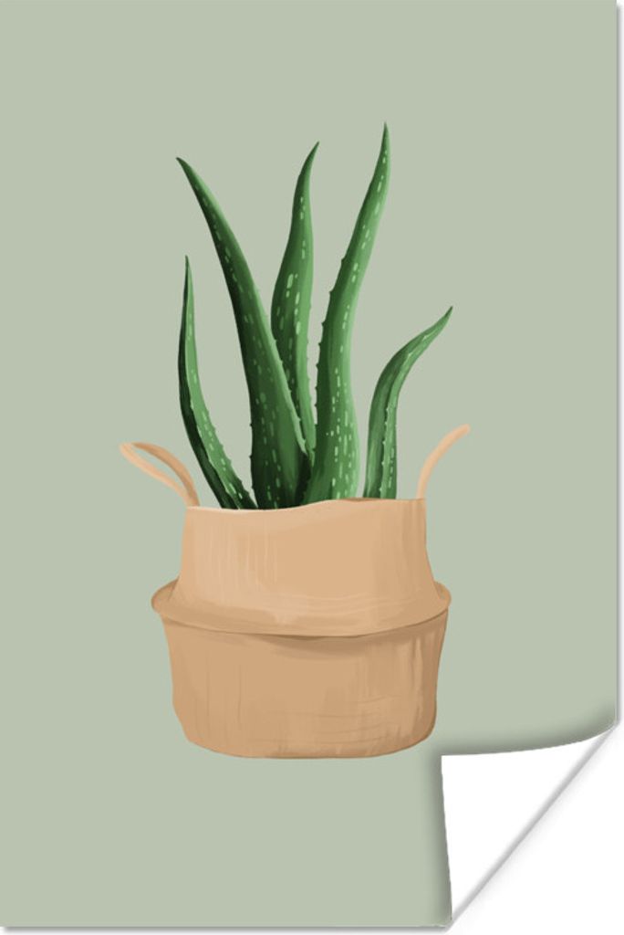 MuchoWow Poster Pflanzen - Aloe Vera - Blumentopf 20x30 cm - Papierdruck