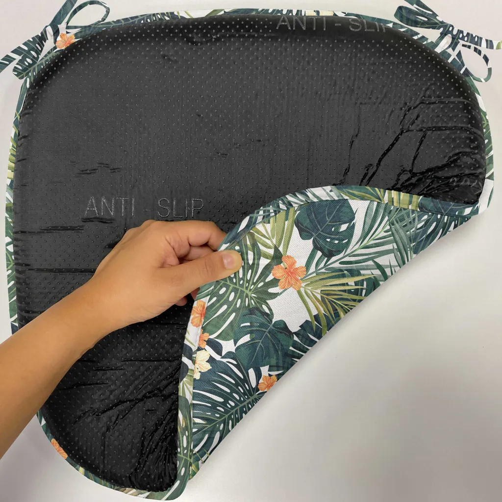 ABAKUHAUS Rivestimento verde per sedie da sala da pranzo, flora tropicale hawaiana, cuscino decorativo impermeabile con cinturini per sedie da cucina, 40 cm x 40 cm - confezione da 12, verde scuro, verde acqua, arancione - 2