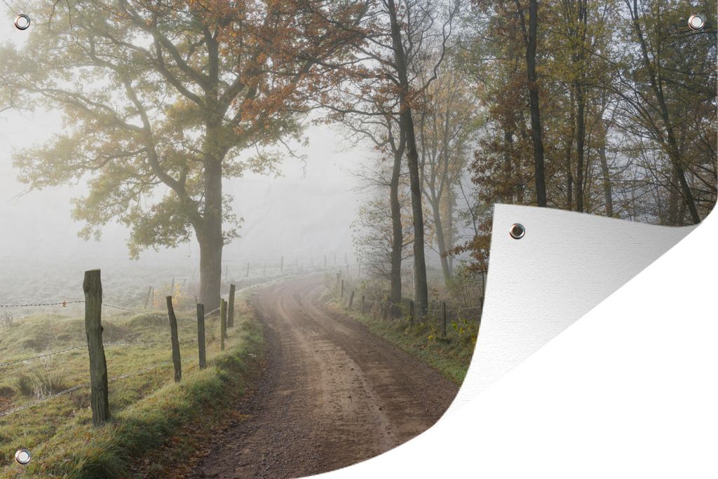 MuchoWow 120x80 cm Outdoor-Poster Gartendeko Sichtschutz Garten Poster für den Garten Pfad in der flachen Landschaft des Nationalparks Söderå...