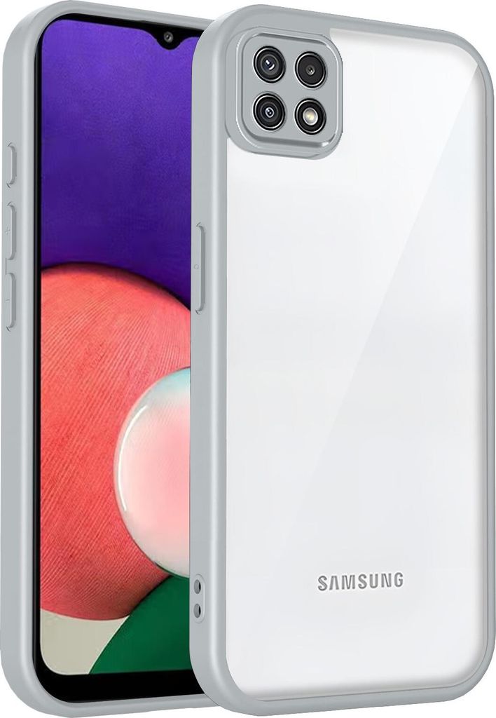 Hülle für Samsung Galaxy A22 5G Transparente Rückseite TPU Bumper Stoßfest Handyhülle Grau
