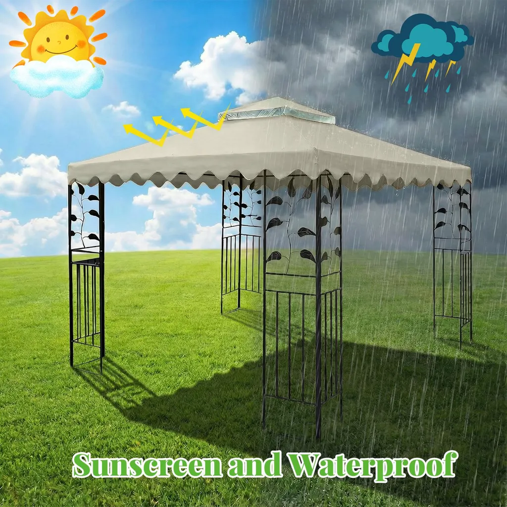 Toit de rechange pour pavillon 3x3m en polyester 300D imperméable beige