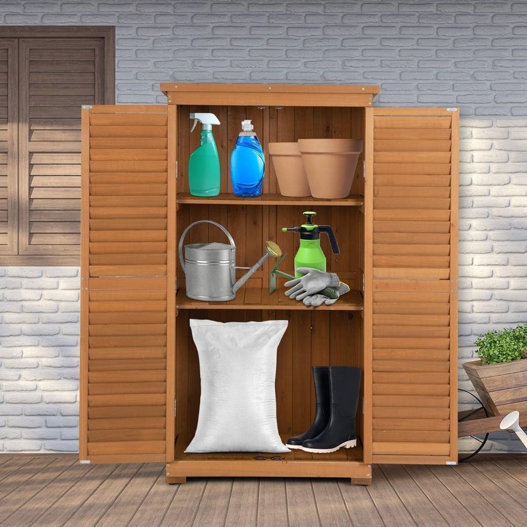 Gartengeräteschrank aus Holz für den Außenbereich, 160 cm, wetterfestes Dach