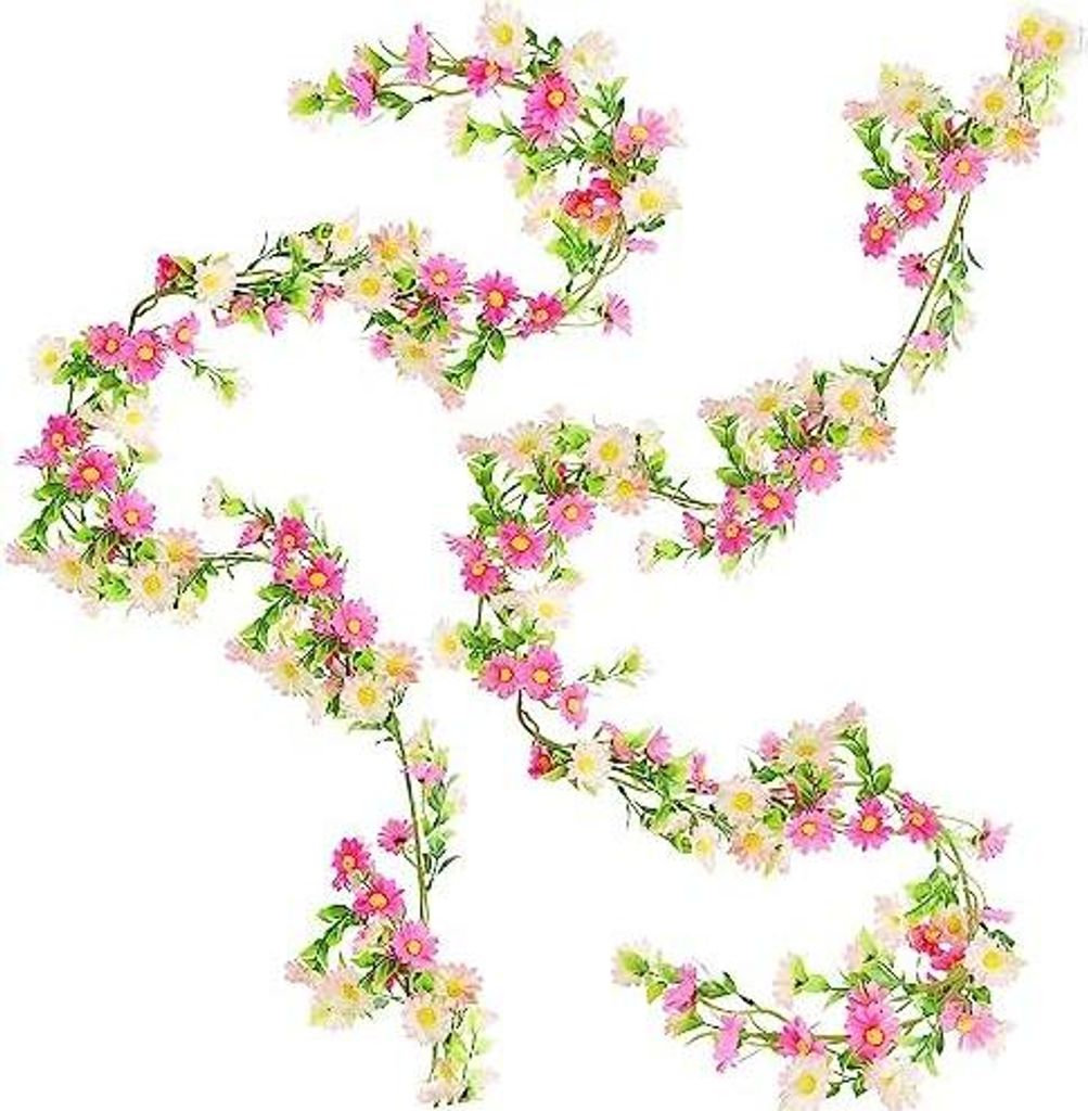 Künstliche Blumen Kunstblumen Wie Echt Deko Blumengirlande Gänseblümchen Rosa Seidenblumen Hängend Gefälschte Plastikblumen Fake Flowers Garla...