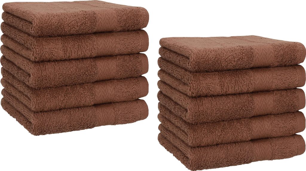 Betz 10 Stück Seiftücher 30x30 cm PREMIUM 100% Baumwolle Farbe: nussbraun