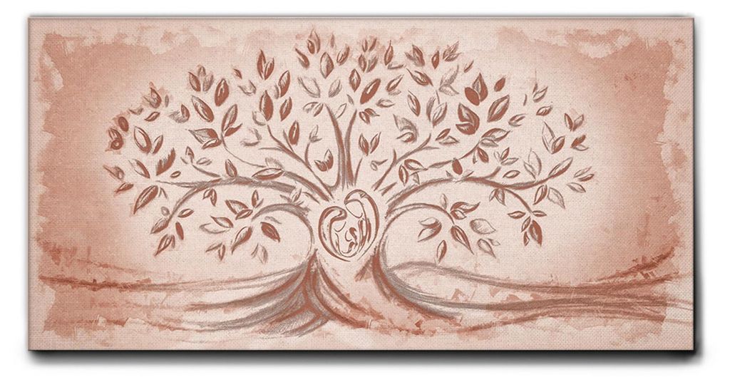 Giallobus - 9 - Heilige Familie und Baum des Lebens - Antike Rose - Giallobus - 100L x 50B cm - Bild - Leinwand mit Standardrahmen