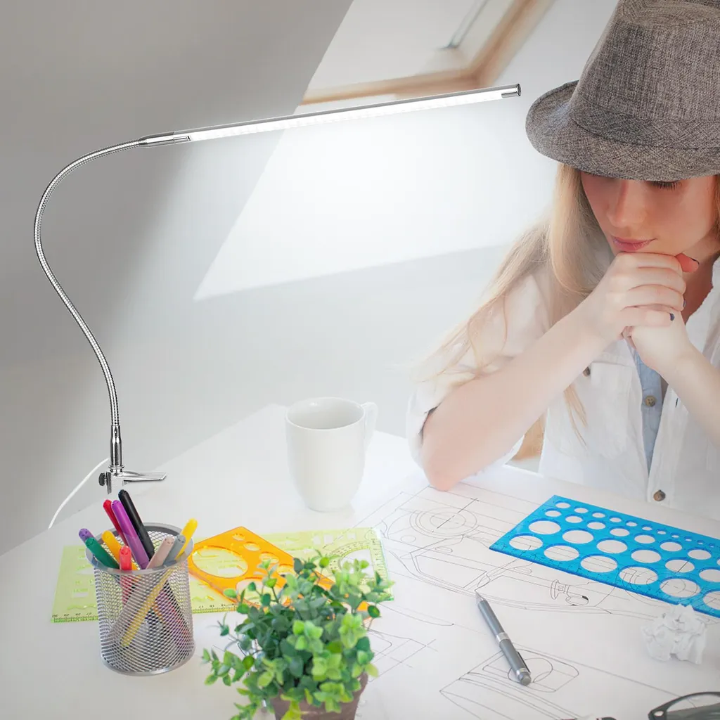 Lampe pour lit et bureau à fixer LED tactile USB éclairage ajustable - 4