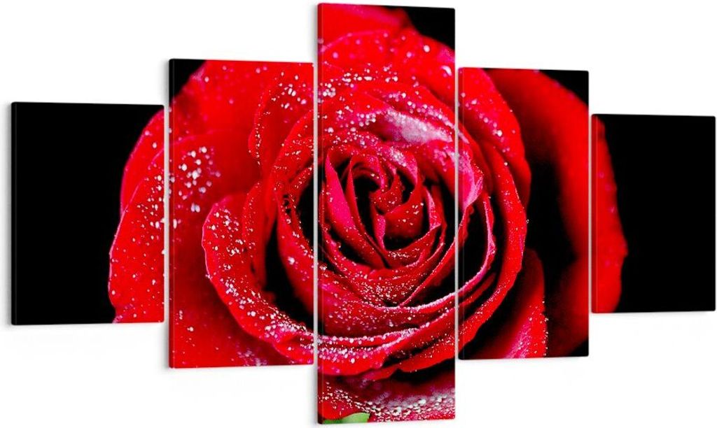 Bild auf Leinwand - Leinwandbild - Rose Blume Blütenblätter Wasser - 125x70cm - Wand Bild - Wanddeko - Leinwanddruck - Bilder - Kunstdruck - Lein...