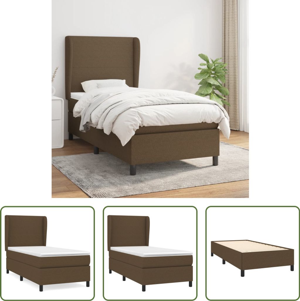 The Living Store Boxspringbett mit Matratze Dunkelbraun 90x190 cm Stoff