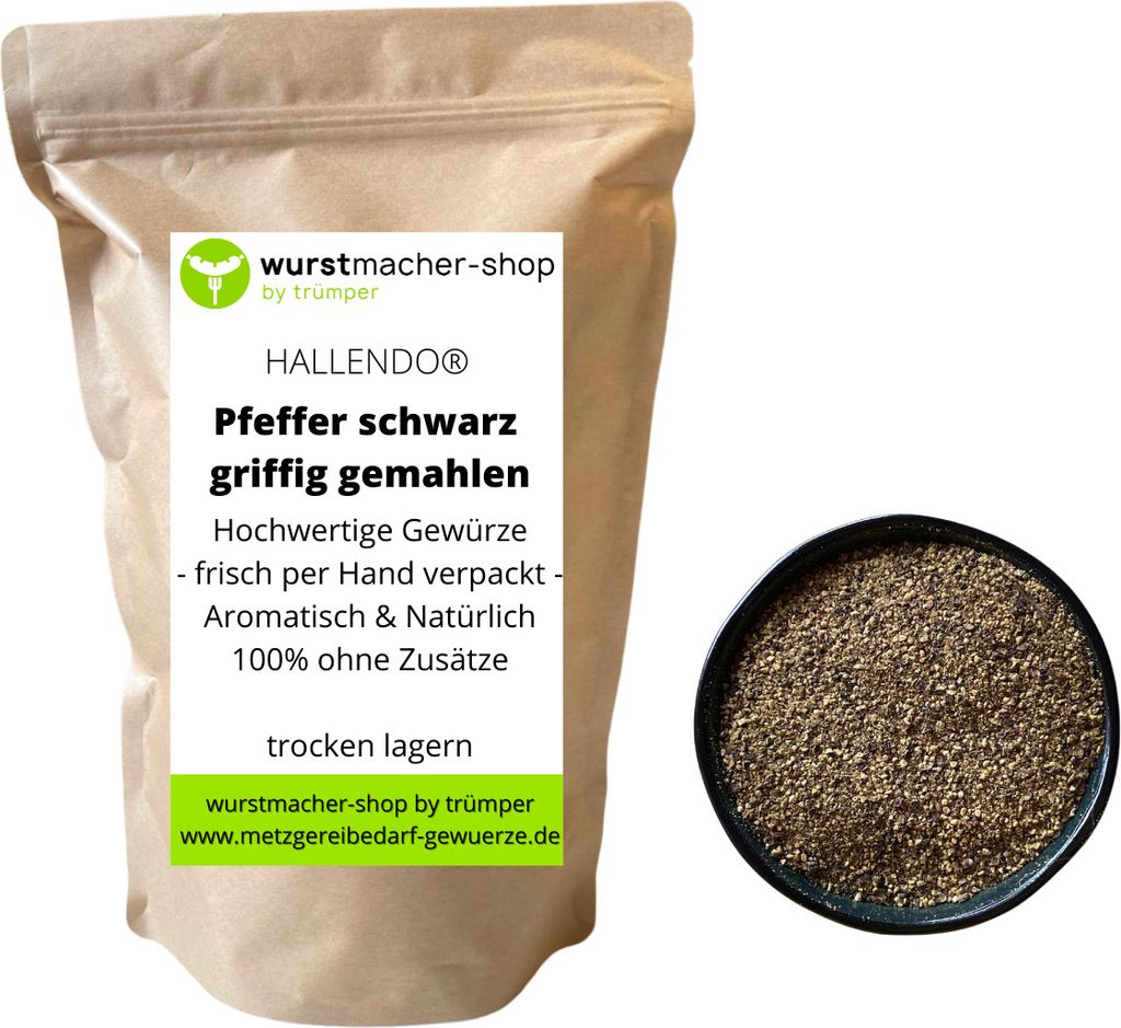 Pfeffer schwarz griffig gemahlen 1 kg - Spitzenqualität Produktbild 