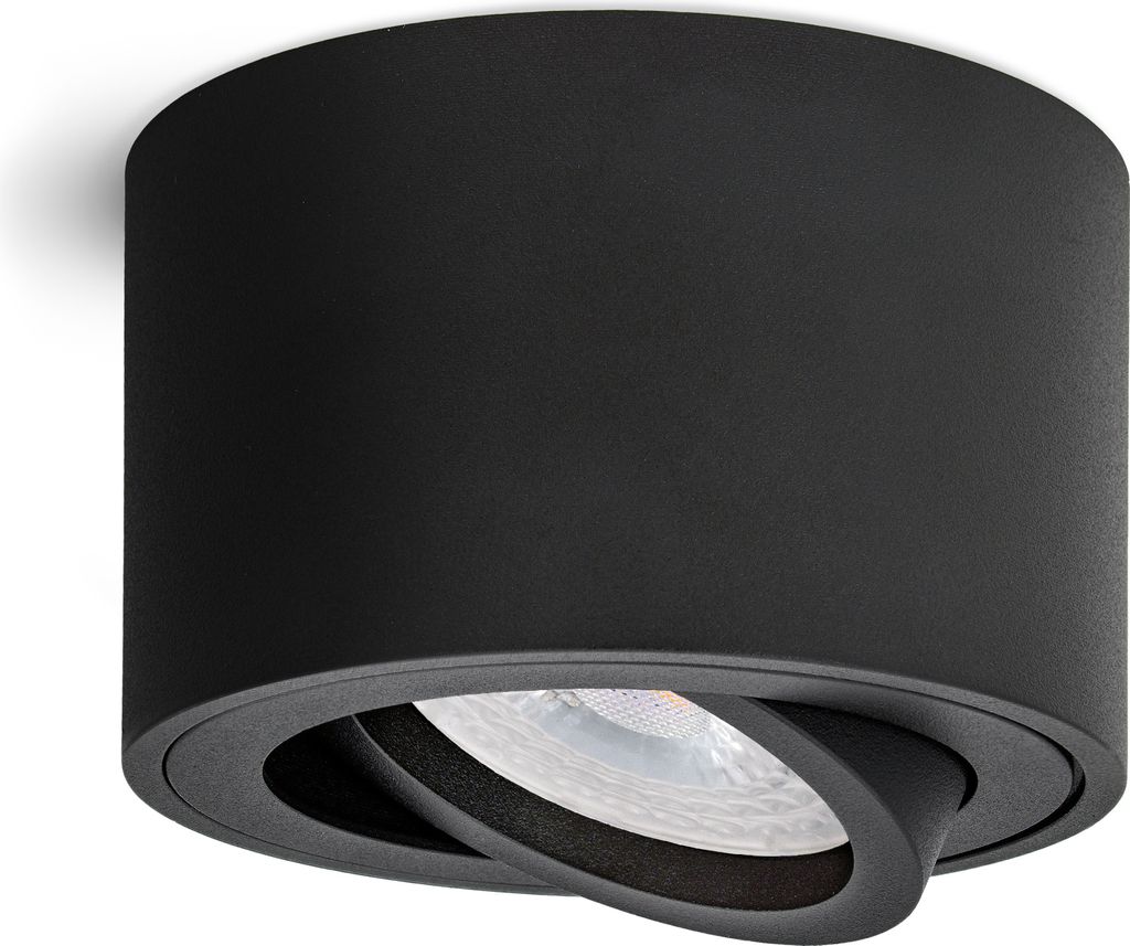 Aufbauleuchte SMOL schwenkbar in schwarz matt & rund mit LED 4W neutralweiß 230V