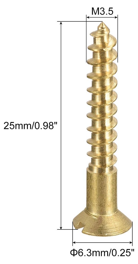 50 Stš¹ck Holzschrauben M3,5 x 25mm Flachkopf Blechschraube aus Messing mit Schlitz
