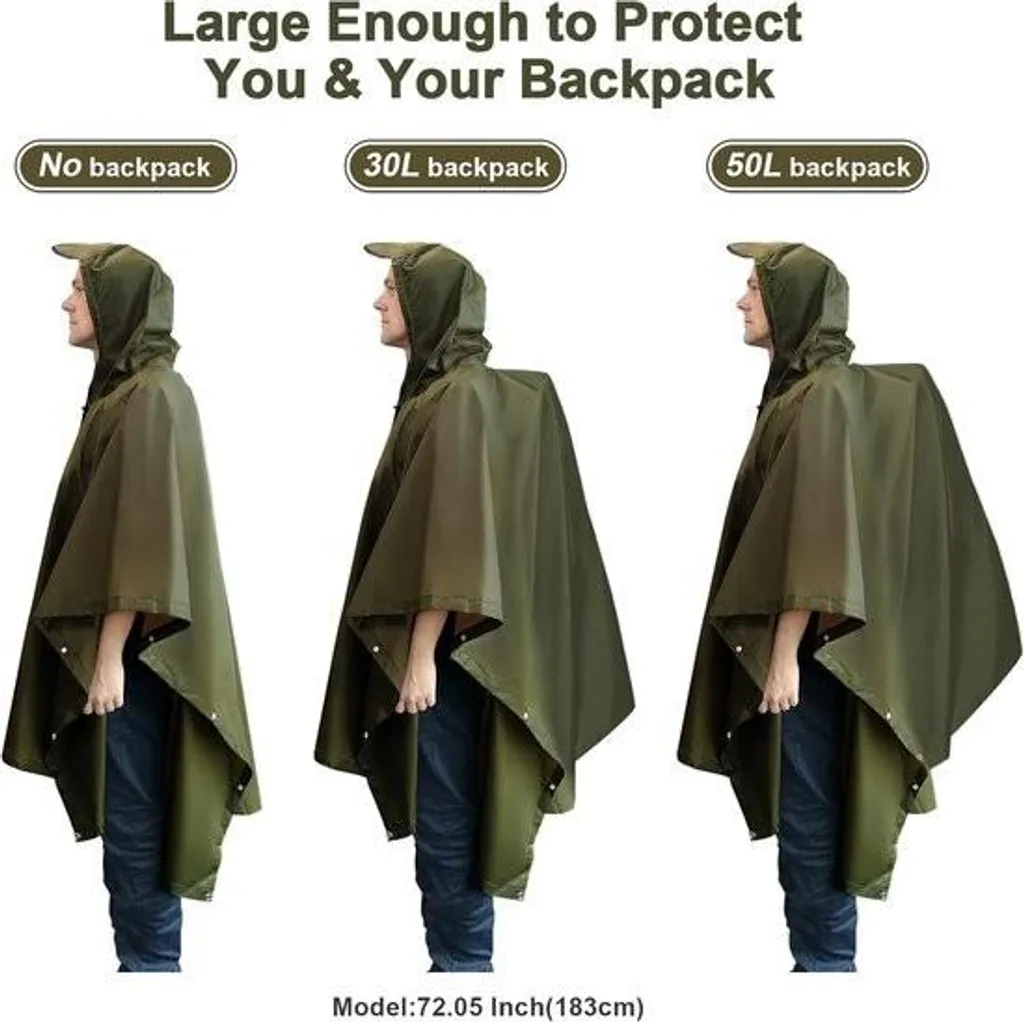 Poncho 3 en 1 transformable en bâche et tapis de sol - Ultra résistant - 3